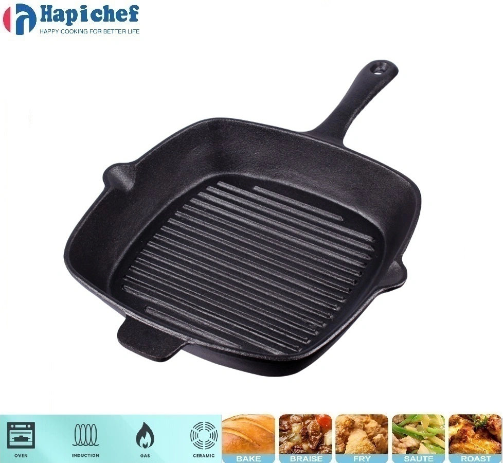 Lodge enameled cast iron oven ហូឡង់ Cast Iron Pre-Seasoned Griddles with Double Sides Grill Griddle Pan