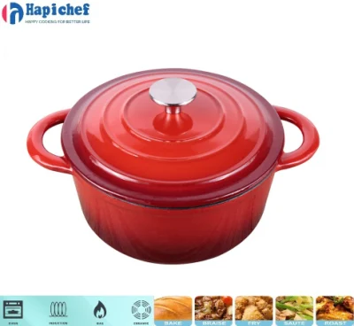 Wholesale Enameled Cookware Red Cast Iron Cooking Pot Round Dutch Oven Casserole Pot, Cast Iron Cookware, Cast Iron Casserole