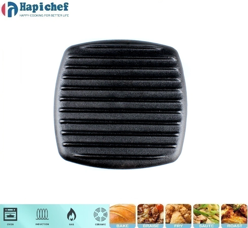 ចង្ក្រានហូឡង់ដែកច្រេះ Cast Iron Black Pre-Seasoned Rectangle BBQ Meat Bacon Cooking Press