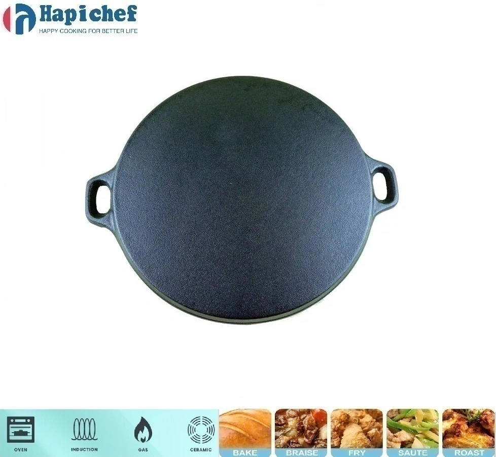 Foornada birta Holland u qaabaysan ee wadnaha Hot Sale Cast Iron Round Griddle Pizza Pan