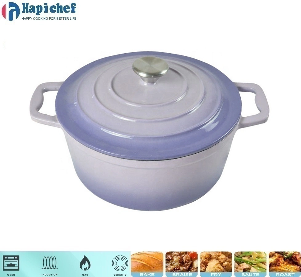sou tab la jete fou Olandè Factory Wholesale Kitchenware Round Cast Iron Dutch Oven Enamel Casserole Cookware