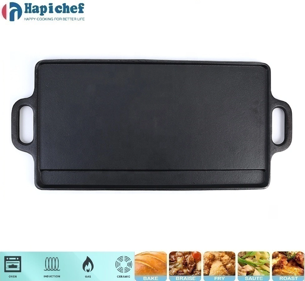 Finex ចង្ក្រានដែកហូឡង់ Outdoor Camping Cookware Pre-Seasoned Cast Iron Square Griddle Grill Pan