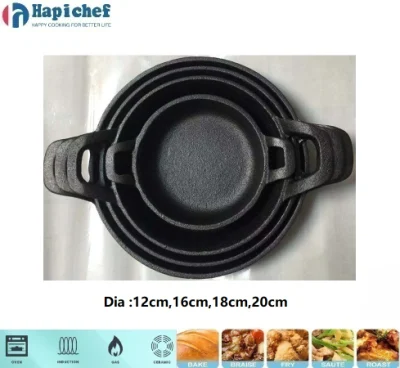 China Factory Small Cookware Cast Iron Pot with Two Ear Handle, Cast Iron Cookware, Cast Iron Casserole