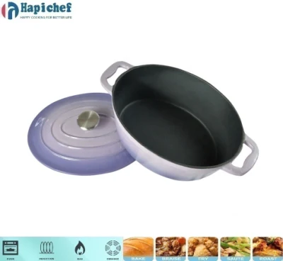 China Supplier Cast Iron Cookware Oval Shape Dutch Oven Covered Casserole, Cast Iron Cookware, Cast Iron Casserole