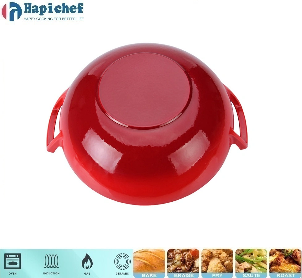 oval nederlandsk støpejernsovn High Quality Chinese Double Handle Cast Iron Wok