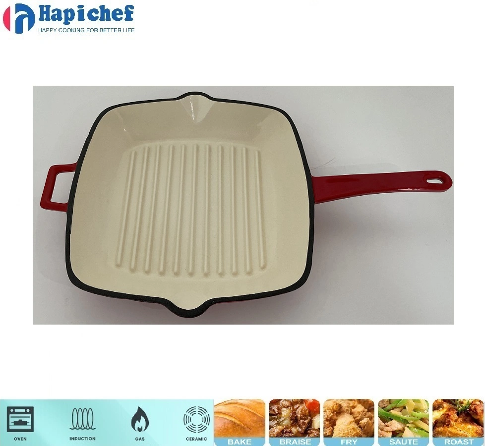 finex cast iron dutch oven Cast Iron Enamel Cookware Barbecue Burn Multi Grill Pan Baking Cook Square Fry Pan