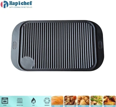 Cast Iron Double Sided Griddle Flat Fry Reversible Roasting BBQ Grill Griddle Pan, Cast Iron Cookware, Cast Iron Casserole