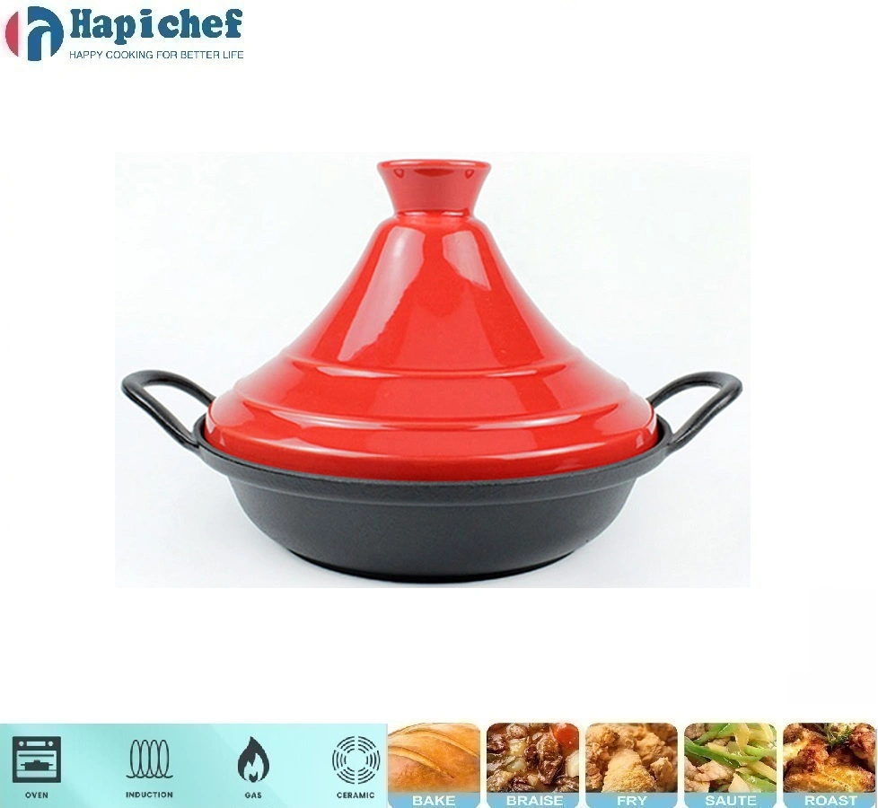 ਓਵਲ ਕਾਸਟ ਆਇਰਨ ਡੱਚ ਓਵਨ Cast Iron Enamel Moroccan Tagine Pot with Two Handles