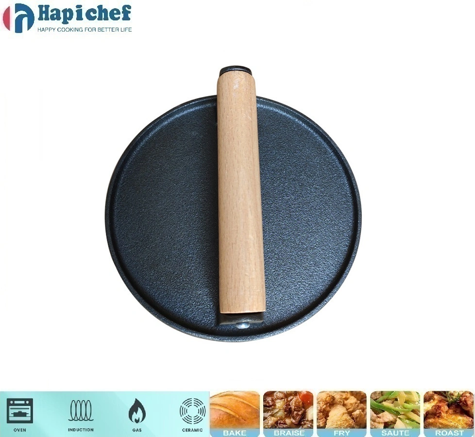 នៅលើតុមានចង្ក្រានដែក Wholesale BBQ Tool Bacon Press Heavy-Duty Cast Iron Grill Press/Meat Press/Burger Press