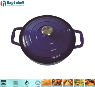 Amazon Solution Cast Iron Enamel Casserole Cookware Soup and Stock Shallow Seafood Cooking Pot, Cast Iron Pan, Cookware