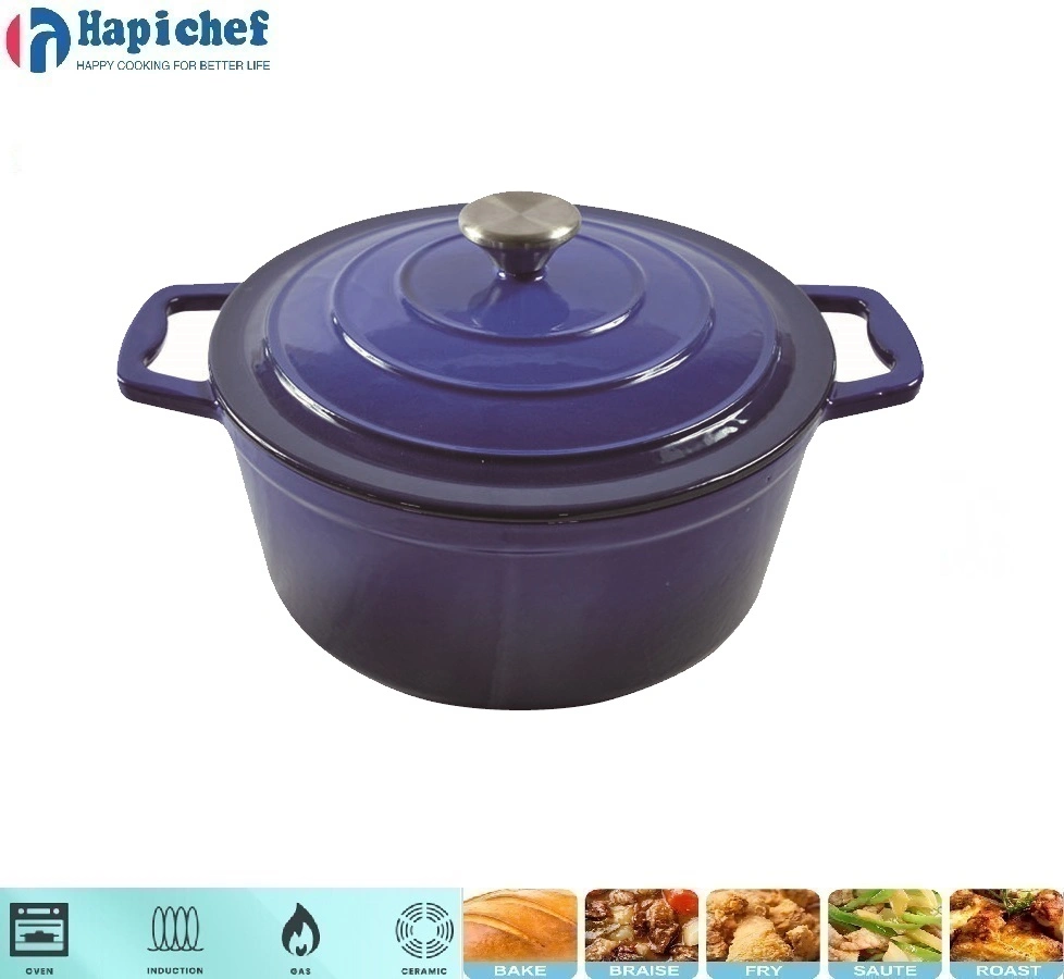 kè ki gen fòm kas an fè Olandè fou Factory Wholesale Kitchenware Round Cast Iron Dutch Oven Enamel Casserole Cookware