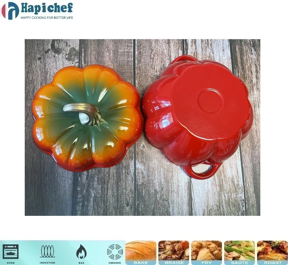 Lodge enameled cast iron oven ហូឡង់ Enamel Pumpkin Pot Dutch Oven Casserole Cast Iron Cookware