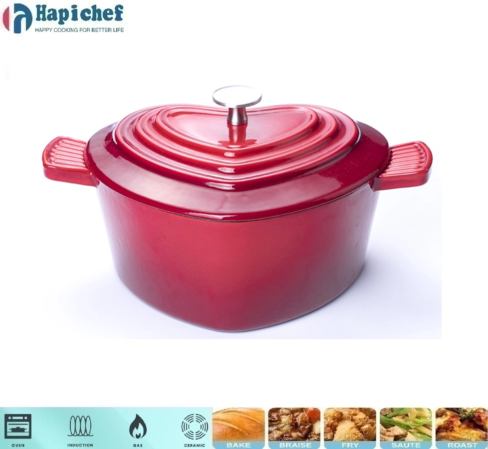 Red Enamel Cooking Pots Casserole Cast Iron Cookware with Lid
