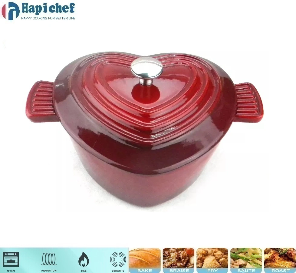 Red Enamel Cooking Pots Casserole Cast Iron Cookware with Lid