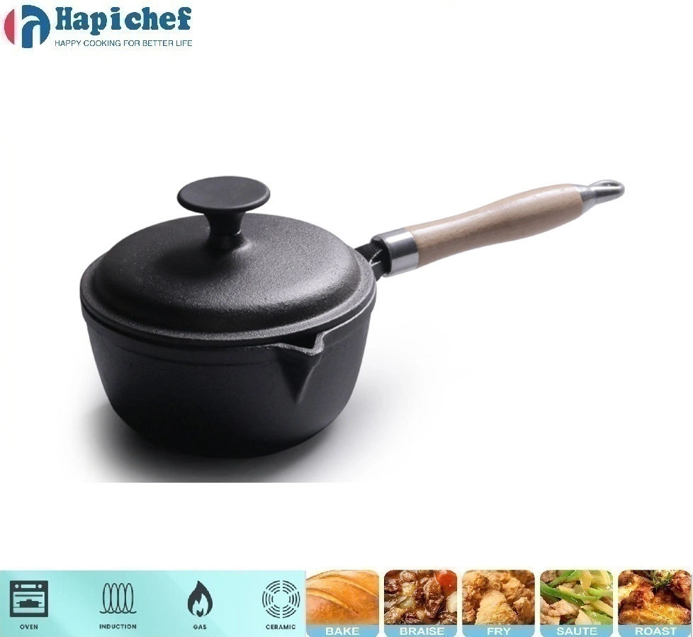 sams ដេញដែកហូឡង់ Enamel Cast Iron Sauce Pan Preseasoned Milk Pot