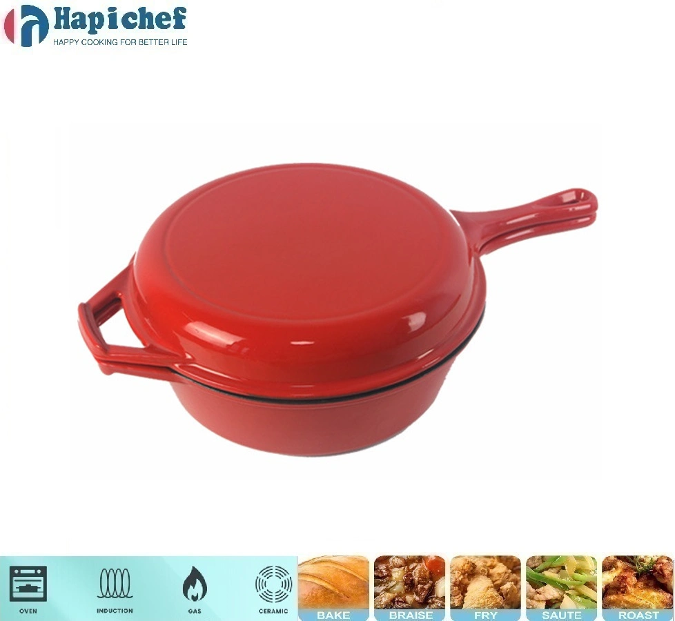 oveni ya zamani ya chuma ya Uholanzi ya mlima 2 in 1 Cast Iron Double Dutch Oven Combo Cooker, Double Skillet