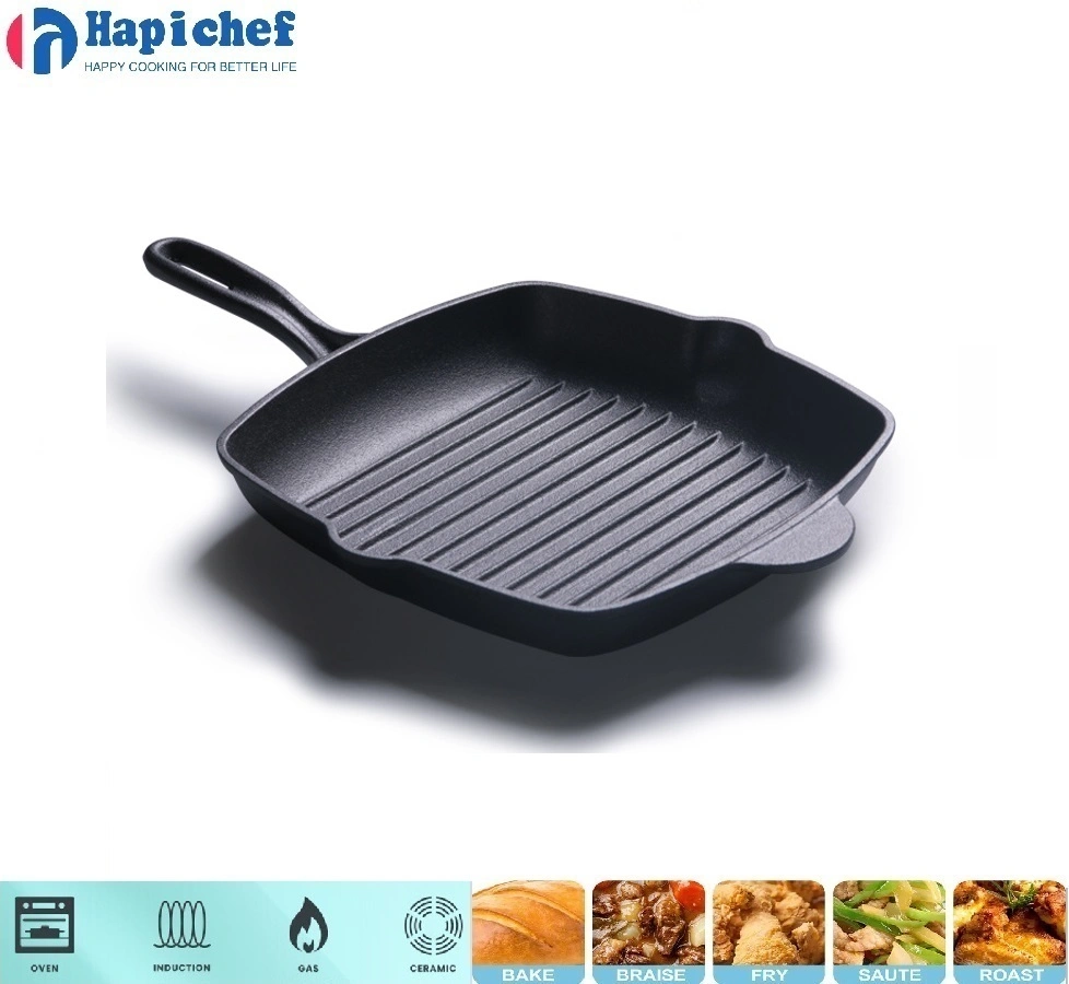തുരുമ്പിച്ച കാസ്റ്റ് ഇരുമ്പ് ഡച്ച് ഓവൻ Kitchen Utensils Steak Grill Frying Pan Pre-Seasoned Cast Iron Cookware