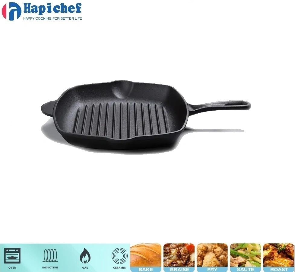 മേശപ്പുറത്ത് കാസ്റ്റ് ഇരുമ്പ് ഡച്ച് ഓവൻ Kitchen Utensils Steak Grill Frying Pan Pre-Seasoned Cast Iron Cookware