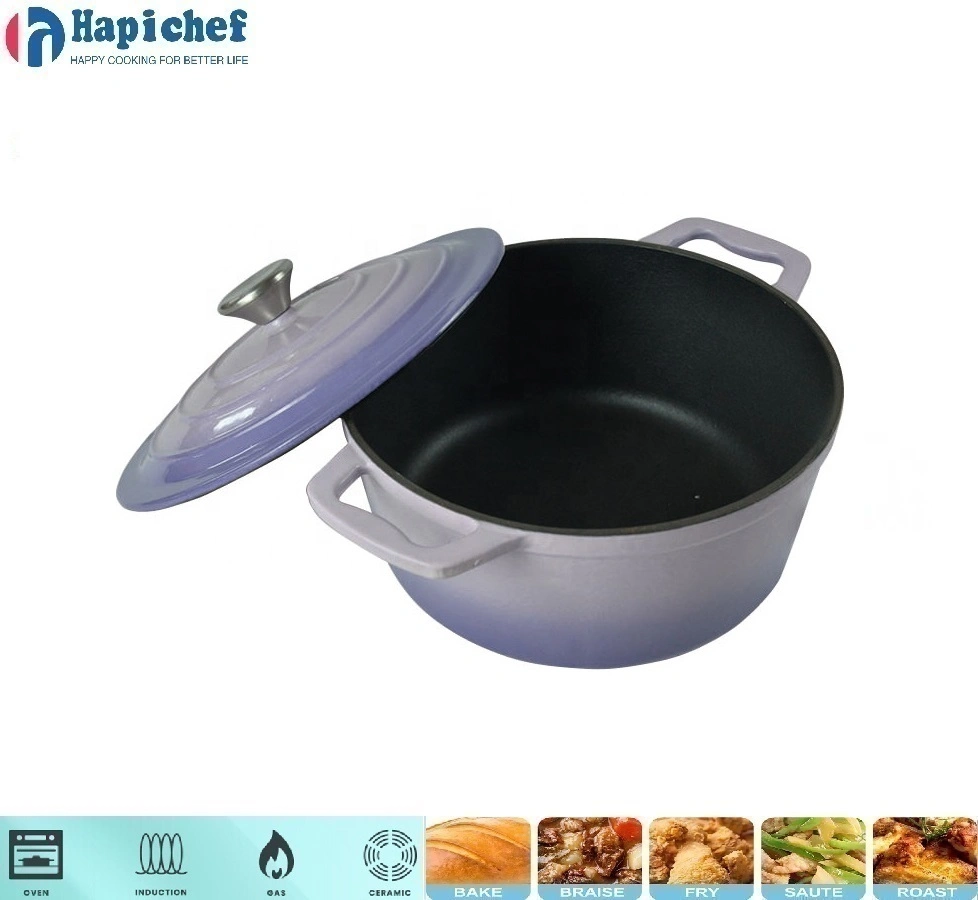 wouye kas fè Olandè fou Factory Wholesale Kitchenware Round Cast Iron Dutch Oven Enamel Casserole Cookware