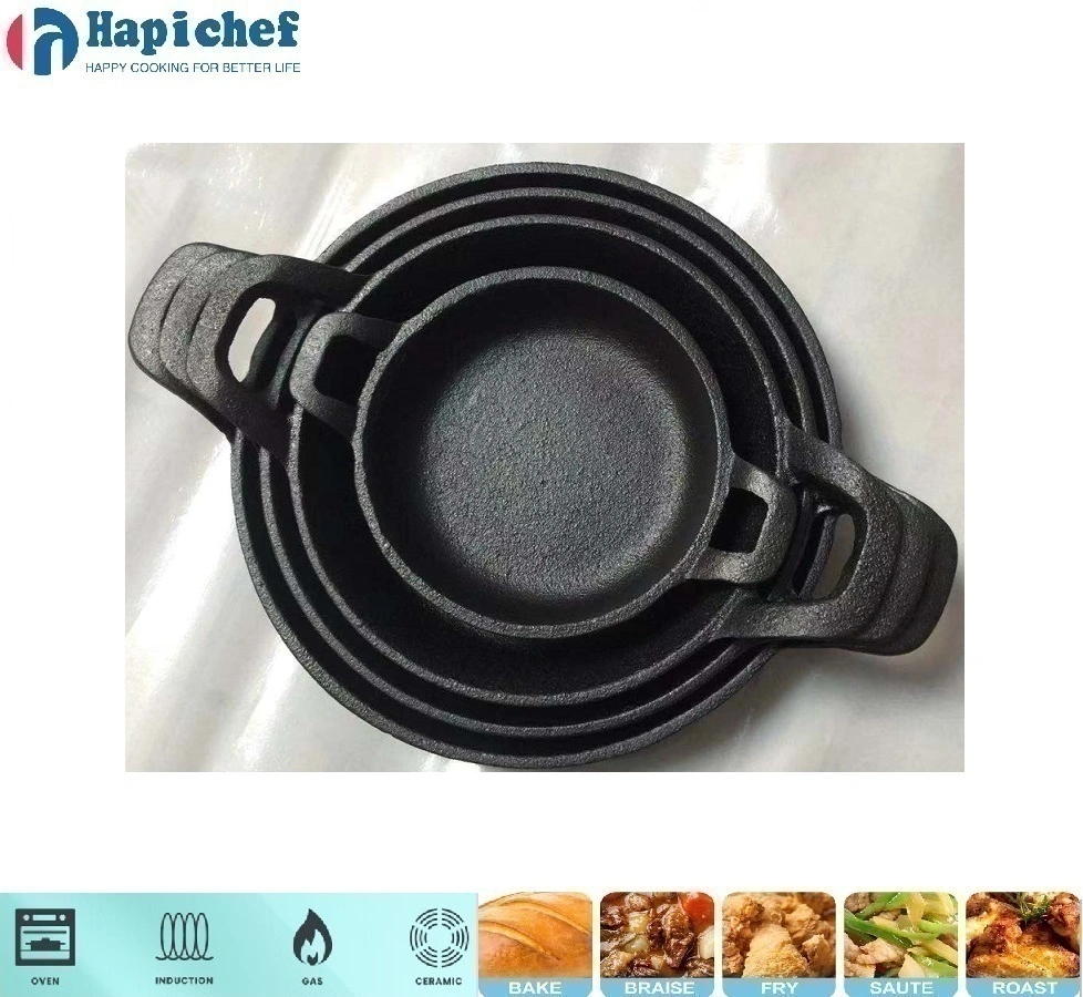 oval cast iron dutch oven Small Cast Iron Fry Frying Pan with Two Ear Handle for Cooking