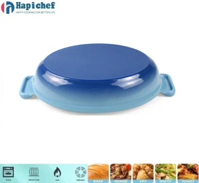 Wholesale Cast Iron Cookware Tail Shape Enamel Roasting Dish Pan, Kitchen Untensils, Cookware