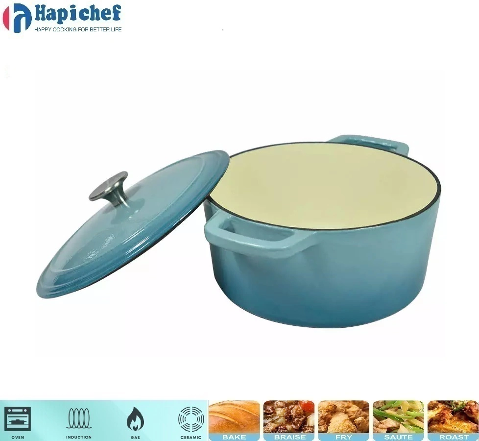 moyo umbo la chuma kutupwa tanuri ya Kiholanzi High Quality Nonstick White Eanmeled Cast Iron Dutch Oven Round Casserole with Lid