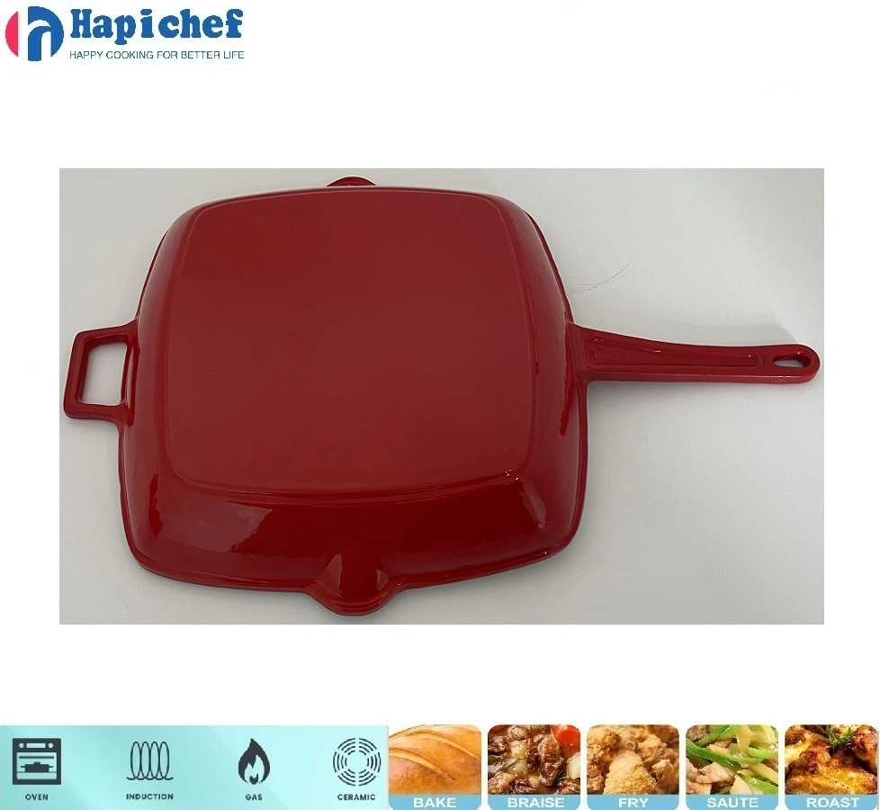 heart shaped cast iron dutch oven Cast Iron Enamel Cookware Barbecue Burn Multi Grill Pan Baking Cook Square Fry Pan