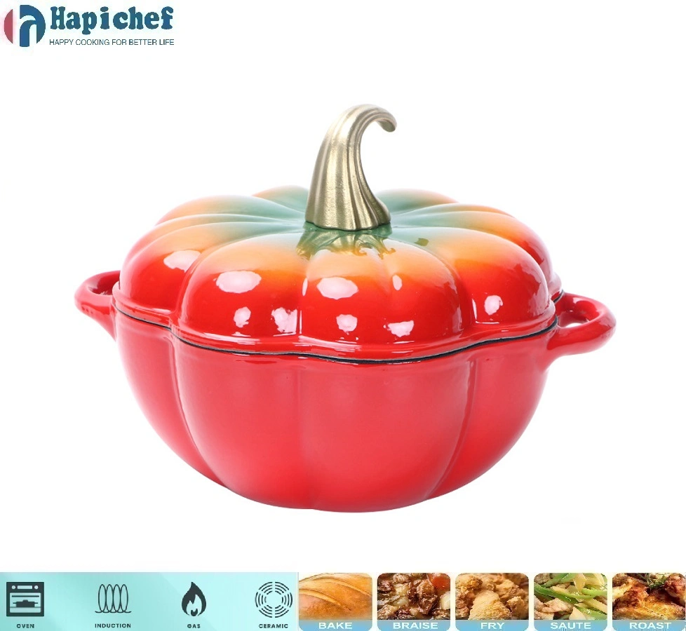 sams ដេញដែកហូឡង់ Cast Iron Cookware Enamel Pumpkin Casserole Pot Dutch Oven