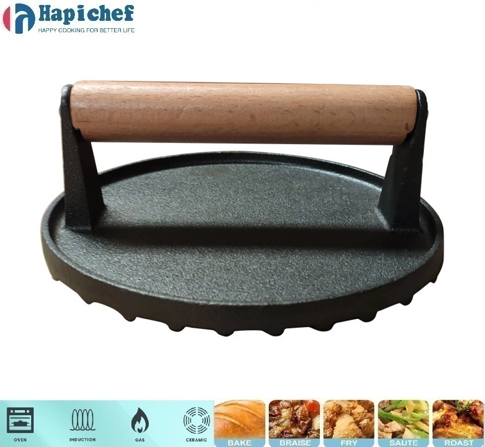 ចង្ក្រានដែកភ្នំចាស់ Wholesale BBQ Tool Bacon Press Heavy-Duty Cast Iron Grill Press/Meat Press/Burger Press
