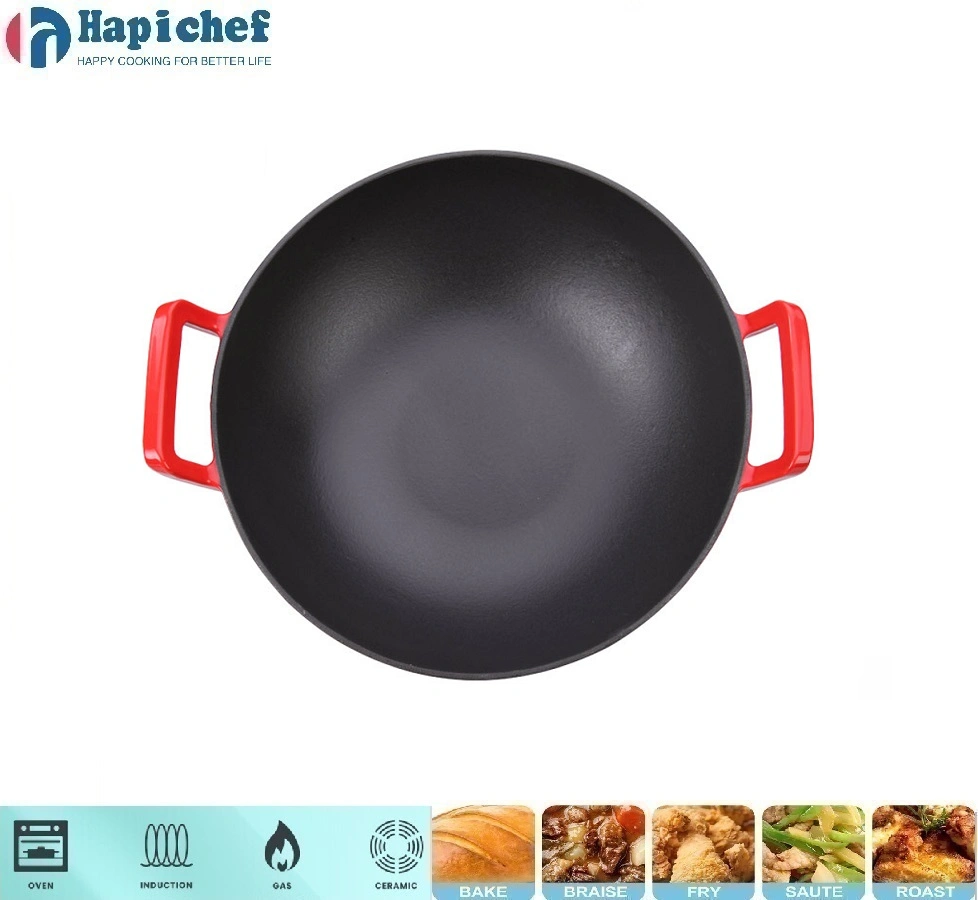 gammel fjell støpejern nederlandsk ovn High Quality Chinese Double Handle Cast Iron Wok