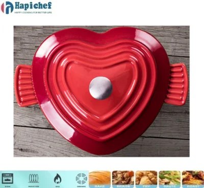 New Design 24cm Cookware Heart Shape Cast Iron Casserole, Cast Iron Cookware, Cast Iron Casserole