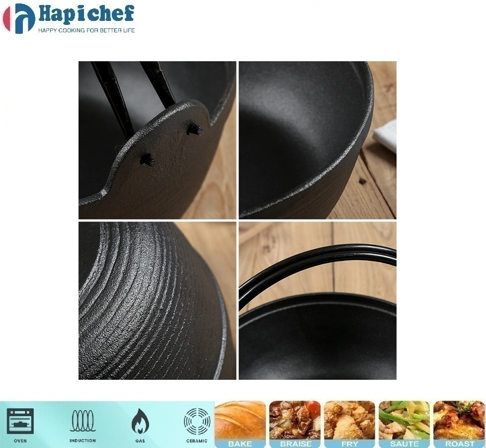 sams ដេញដែកហូឡង់ Japanese Cast Iron Sukiyaki Tetsu Nabe Hot Pot with Lid