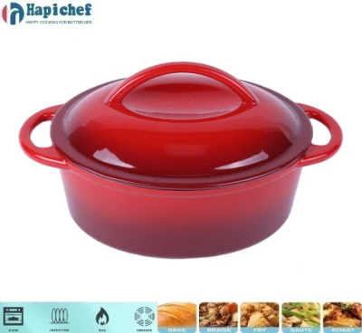 Enamel Cookware Oval Cast Iron Casserole with Cover and Handle