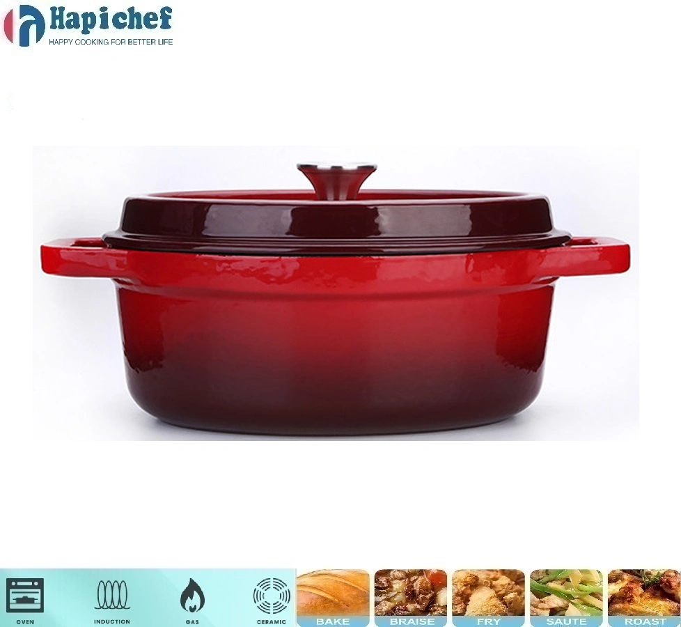 oveni ya Kiholanzi yenye kutu Oval Cast Iron Casserole Enamelled Dutch Oven