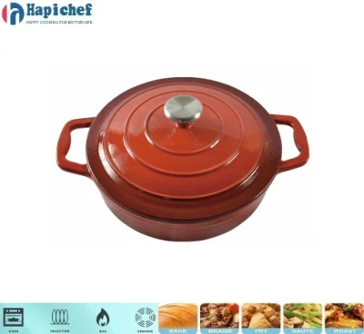 Stock Shallow Seafood Cooking Pot Enameled Casserole Cast Iron Cookware, Cast Iron Cookware, Cast Iron Casserole