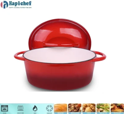 Cast Iron Casserole Oval Enamel Cookware with Cover and Handle, Cast Iron Cookware, Cast Iron Casserole