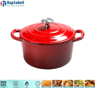 Hapichef 24cm Cast Iron Stockpot Round Casserole Dish Cooking Pot, Cast Iron Cookware, Cast Iron Casserole