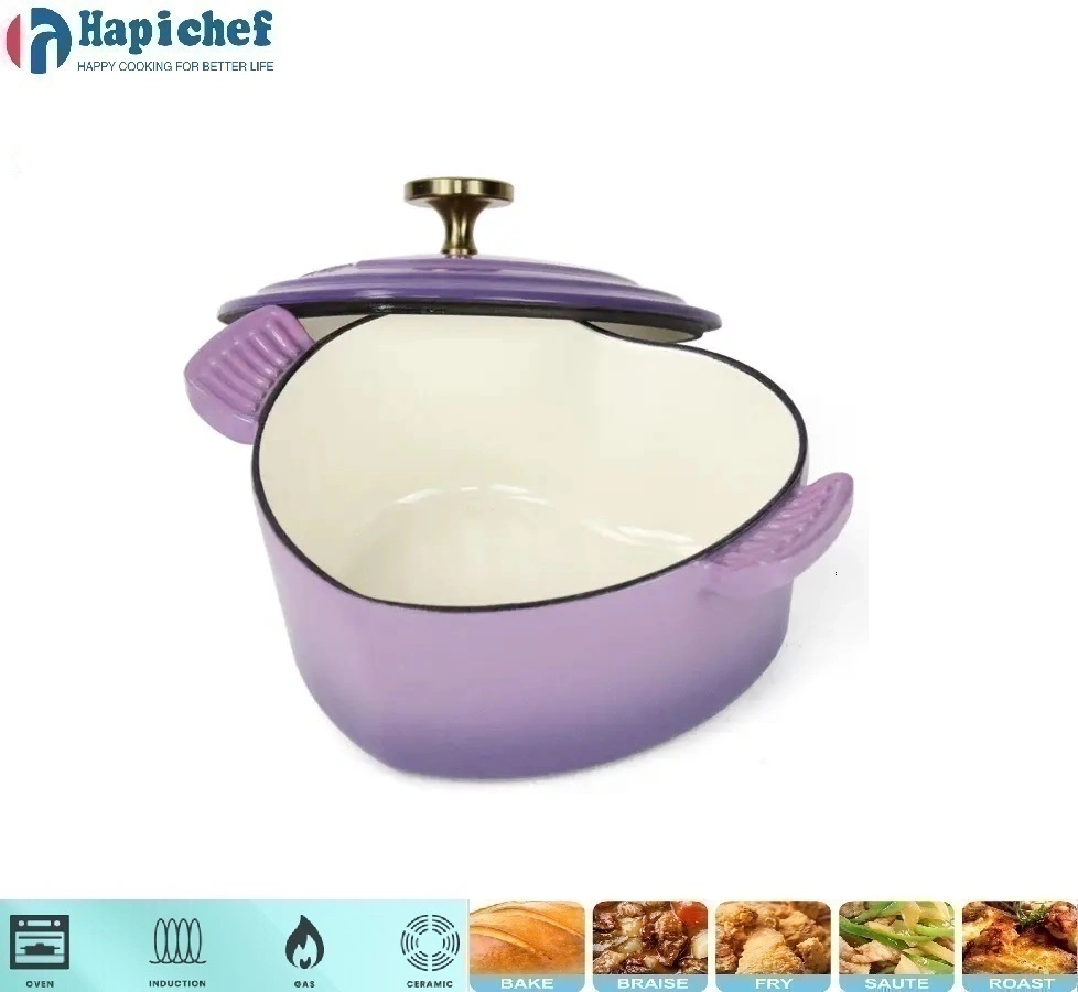 ലോഡ്ജ് ഇനാമൽഡ് കാസ്റ്റ് അയേൺ ഡച്ച് ഓവൻ Hot Selling Kitchen Untensils Heart Shape Cooking Pot Cast Iron Cookware Casserole Dutch Oven