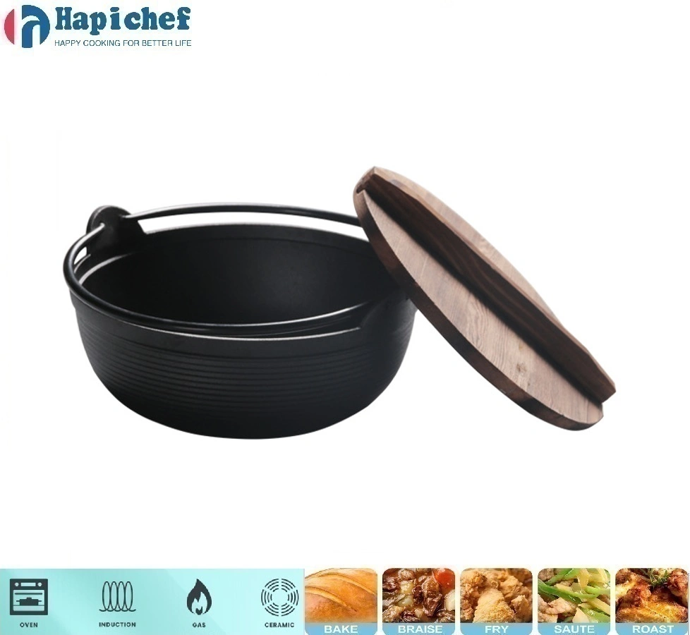 ចង្ក្រានដែកភ្នំចាស់ Japanese Cast Iron Sukiyaki Tetsu Nabe Hot Pot with Lid