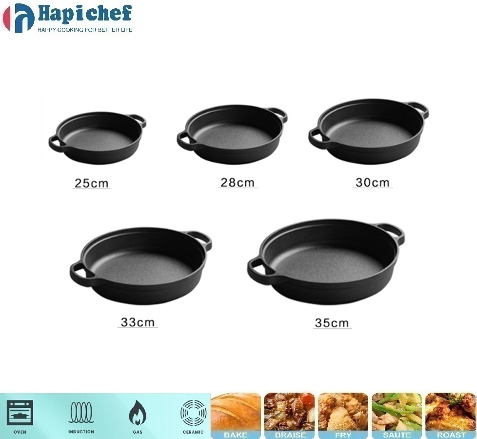 ចង្ក្រានដែកភ្នំចាស់ Hotsale Factory Direct Supplier Kitchen Cooking Pot Cast Iron Baking Pizza Pan