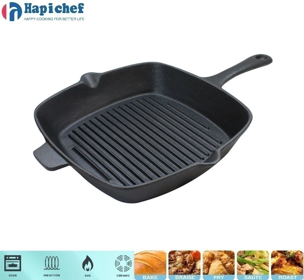 long cast iron griddle factories Direct Factory Outdoor Cooking Square Cast Iron Griddle Grilling Pan