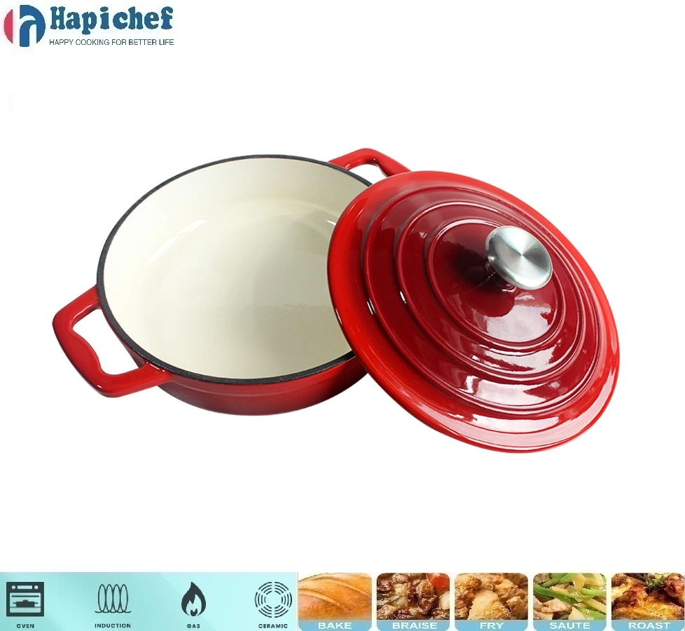 Cast Iron Enamel Casserole Shallow Cookware Seafood Cooking Pot
