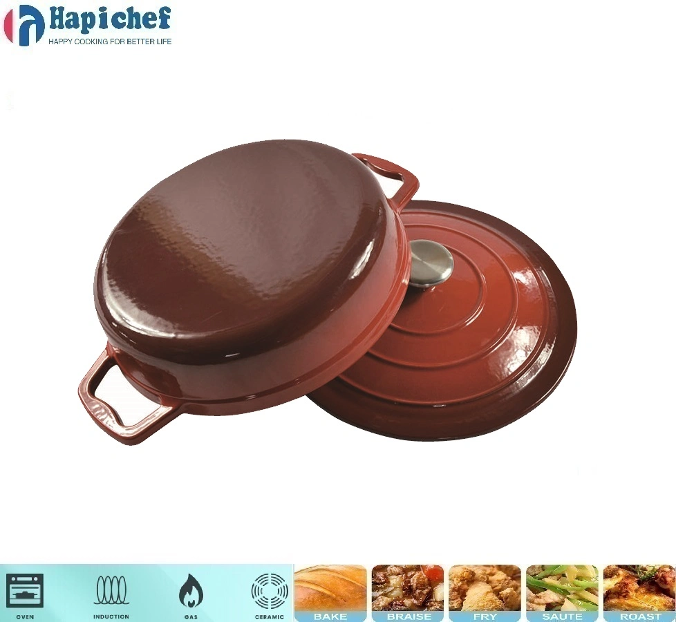 Cast Iron Enamel Casserole Shallow Cookware Seafood Cooking Pot