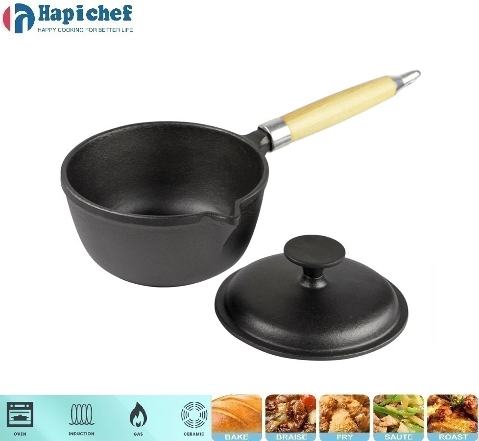sams ដេញដែកហូឡង់ Enamel Cast Iron Sauce Pan Preseasoned Milk Pot