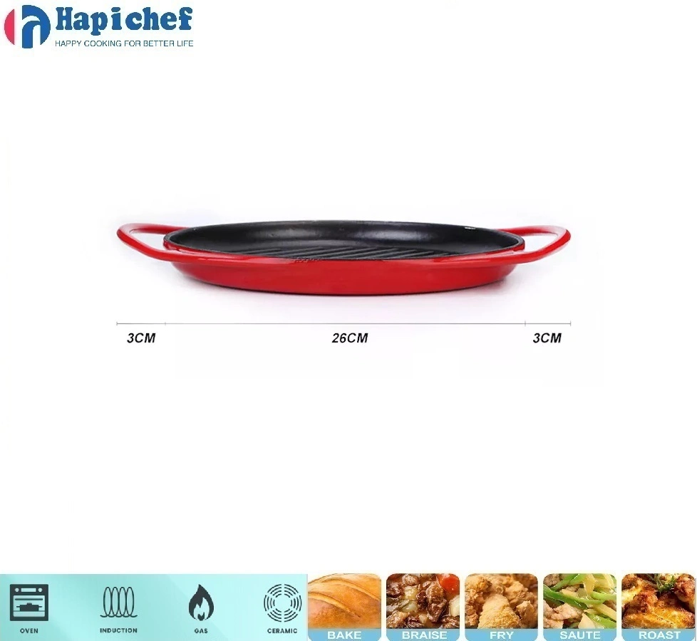 cast iron pot set exporter High Quality Nonstick Round Enamel Cookware Cast Iron Grill Griddle Pan