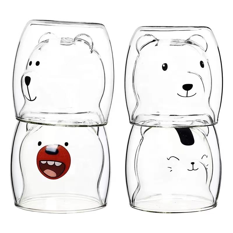 Cute Bear Mugs, Double Wall Glass Mugs