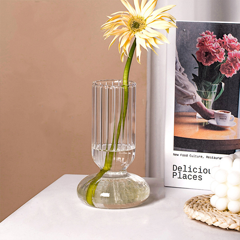 Creative Striped Glass Vase Hot Selling Colorful Clear Vases