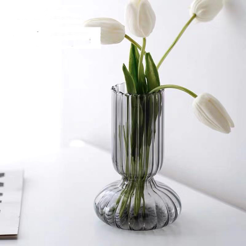 Creative Striped Glass Vase Hot Selling Colorful Clear Vases