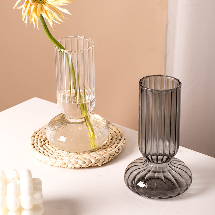 Creative Striped Glass Vase Hot Selling Colorful Clear Vases