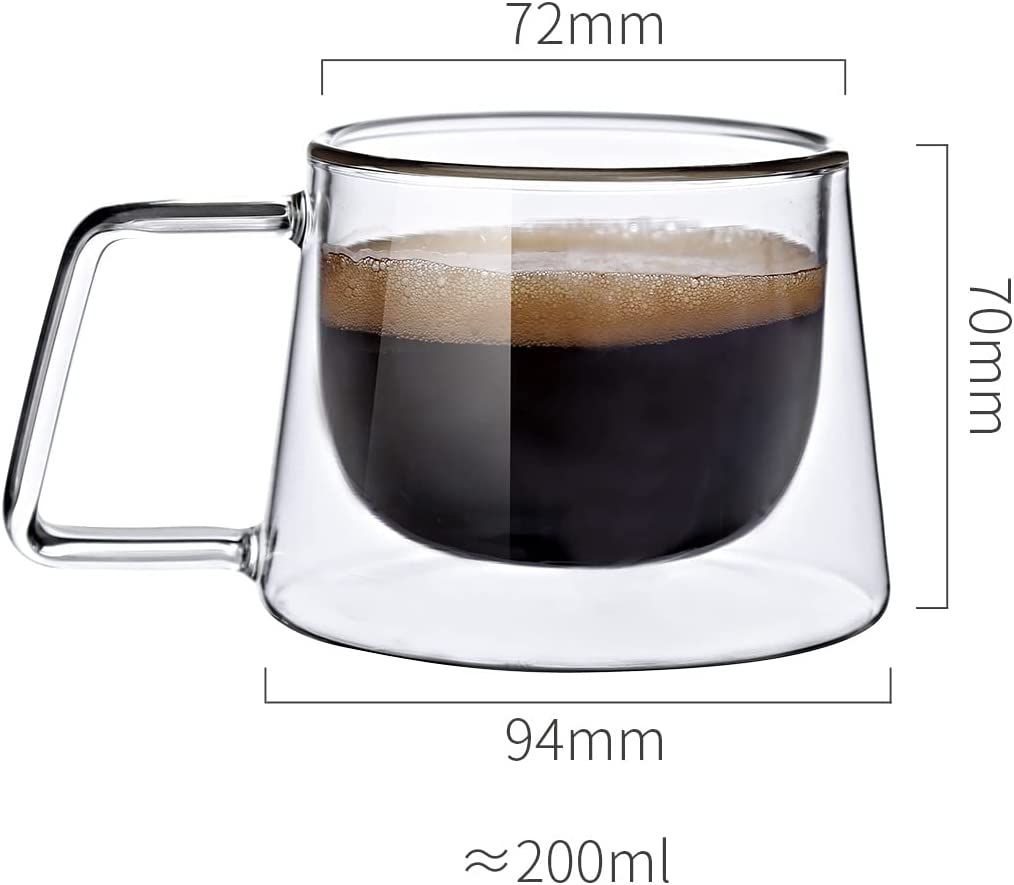 200ml Double Wall Glass Coffee Mug